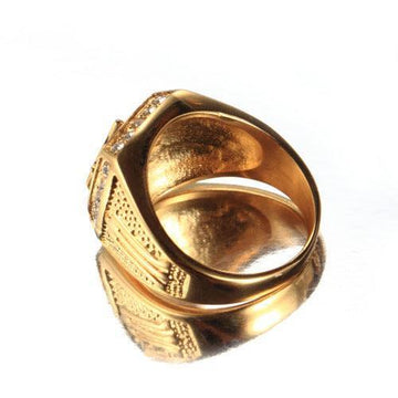 Gold Color Signet Symbols Titanium 316L Stainless Steel Masonic Men Ring - The Jewellery Supermarket